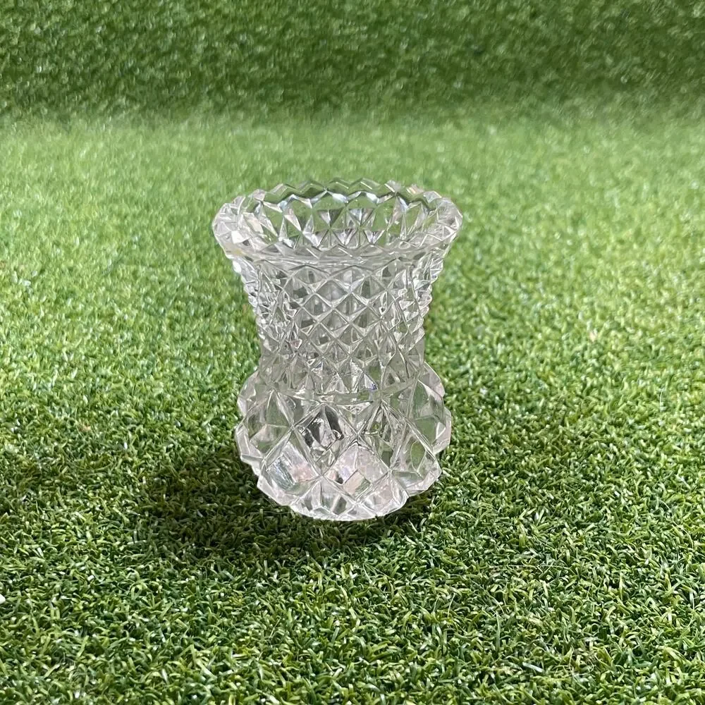 Vintage Small Cut Crystal Miniature Toothpick Holder Pineapple Shape Bud Vase